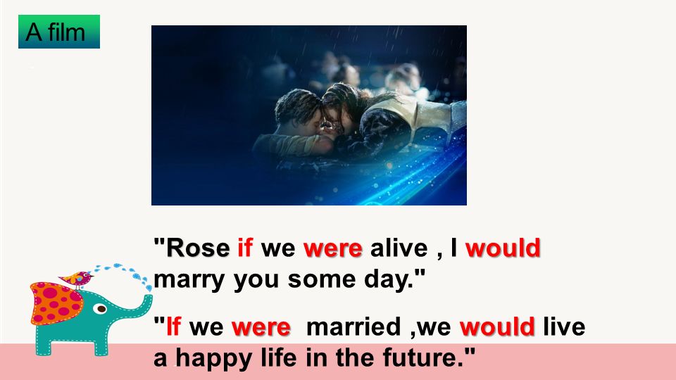 A film Rose werewould Rose if we were alive, I would marry you some day. were would If we were married,we would live a happy life in the future.