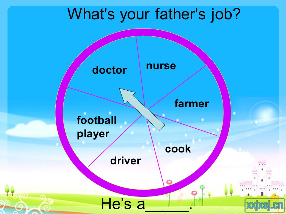 What s your father s job He’s a_____. doctor football player nurse farmer cook driver