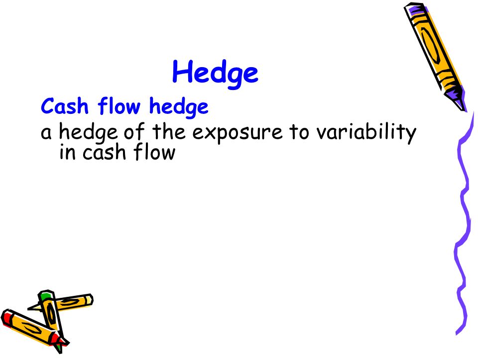 Hedge Cash flow hedge a hedge of the exposure to variability in cash flow