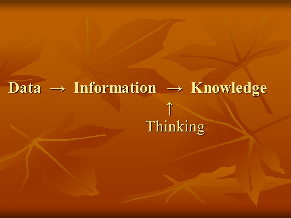 Data → Information → Knowledge ↑ Thinking