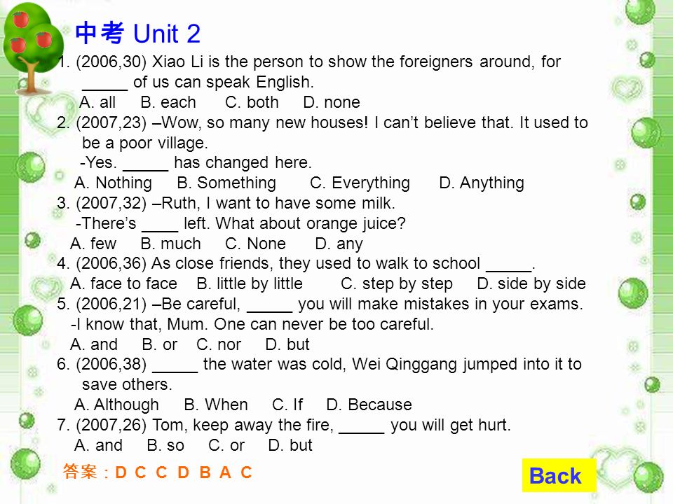 中考 Unit 1 1. (2004,34) –Tom, can I borrow your book Chicken Soapy.