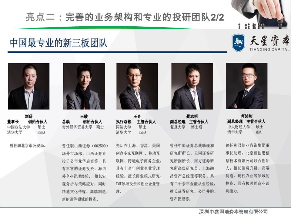 亮点二：完善的业务架构和专业的投研团队 2/2 深圳中鑫国瑞资本管理有限公司