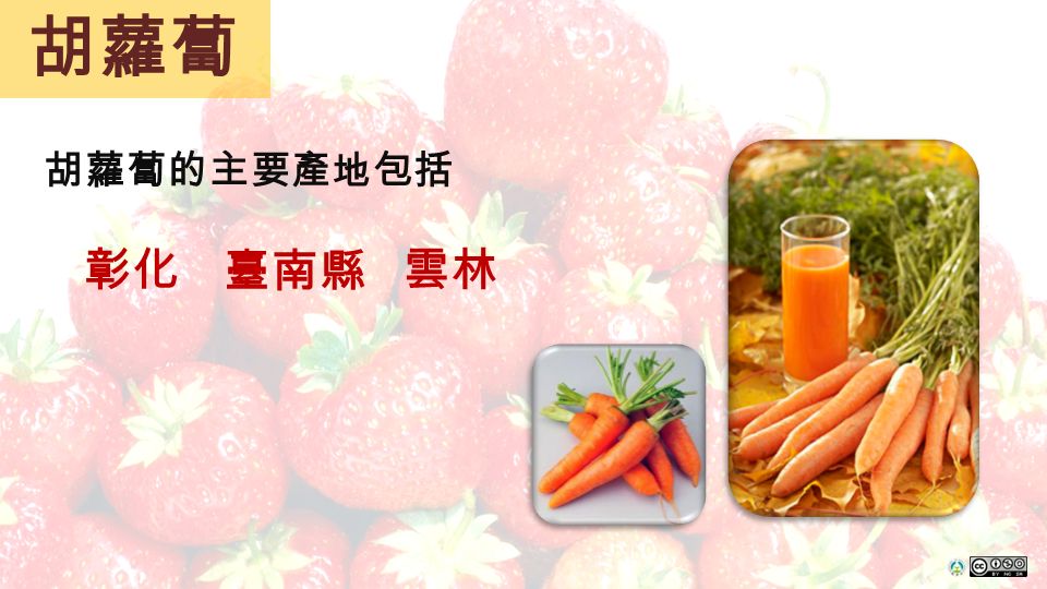 胡蘿蔔 胡蘿蔔的主要產地包括 彰化雲林臺南縣