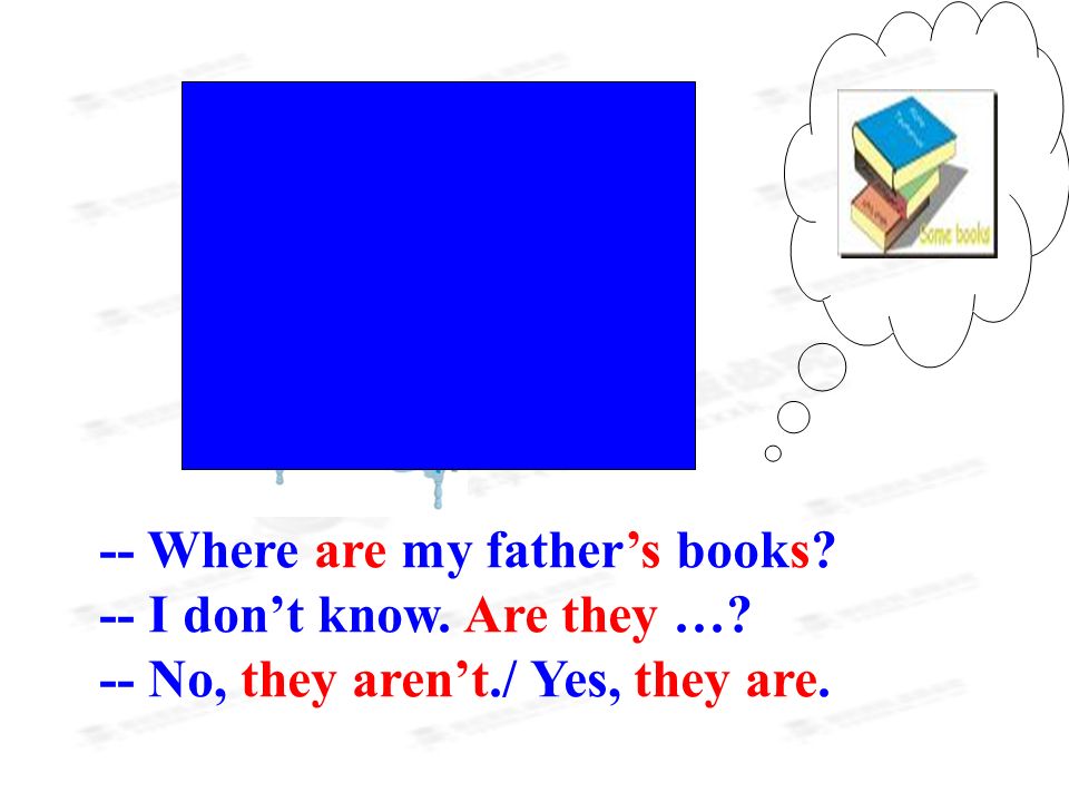 -- Where are my father’s books -- I don’t know. Are they … -- No, they aren’t./ Yes, they are.