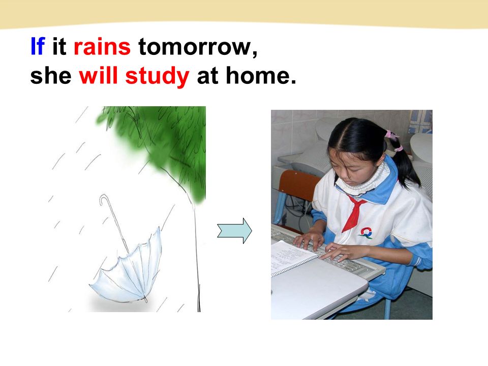 If it rains tomorrow, she will study at home.