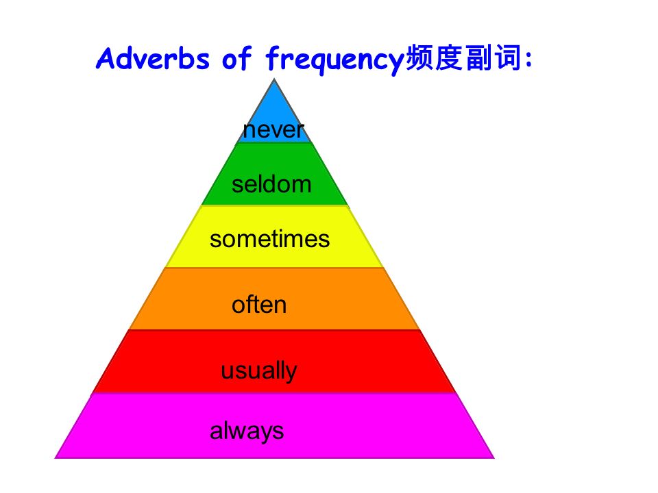 always usually sometimes often seldom never Adverbs of frequency 频度副词 :