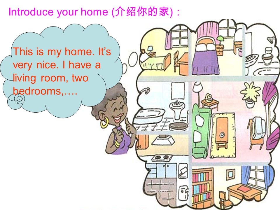 This is my home. It’s very nice. I have a living room, two bedrooms,….