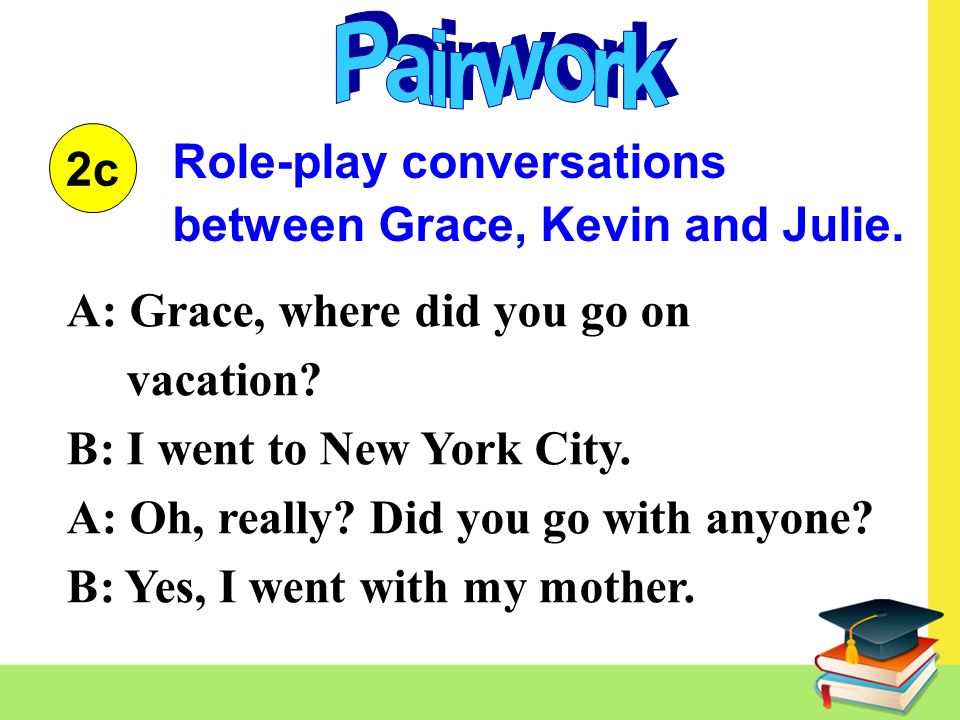 Role-play conversations between Grace, Kevin and Julie.