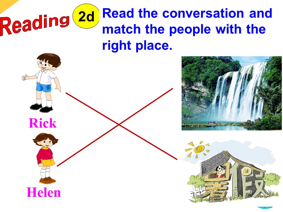 2d Read the conversation and match the people with the right place. Helen Rick
