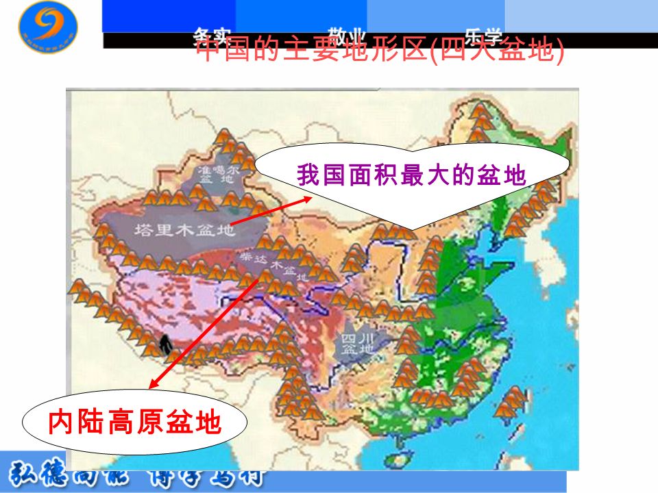 中国的主要地形区 ( 四大盆地 ) 内陆高原盆地 我国面积最大的盆地