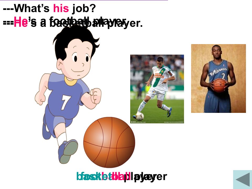football player ---What’s his job. ---He’s a football player.
