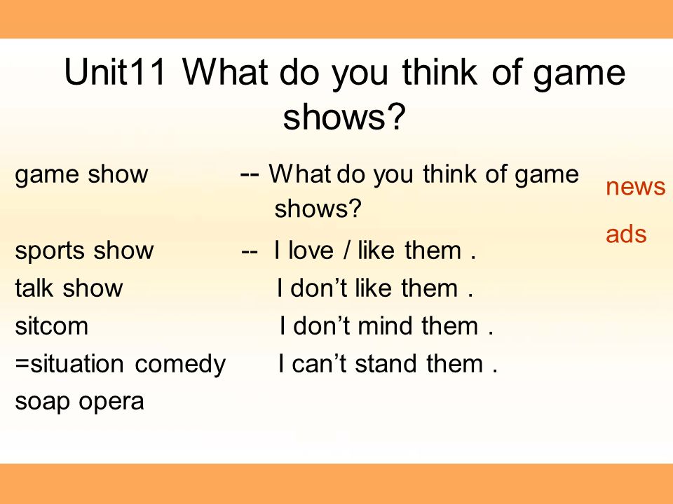 Unit11 What do you think of game shows.