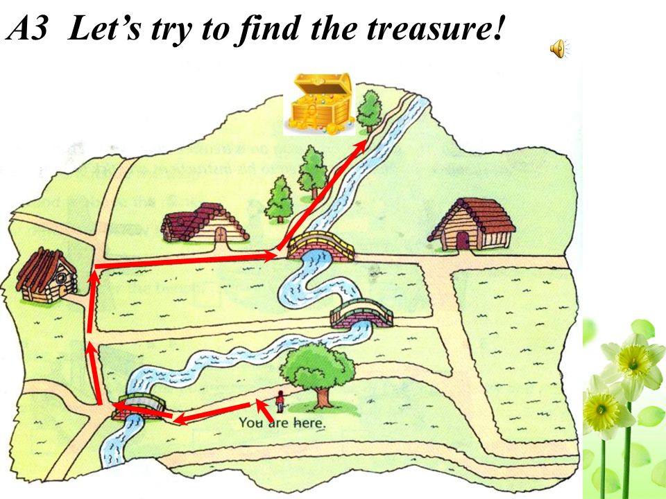 bridge big tree field a house a small path next to the river What can you see in the map