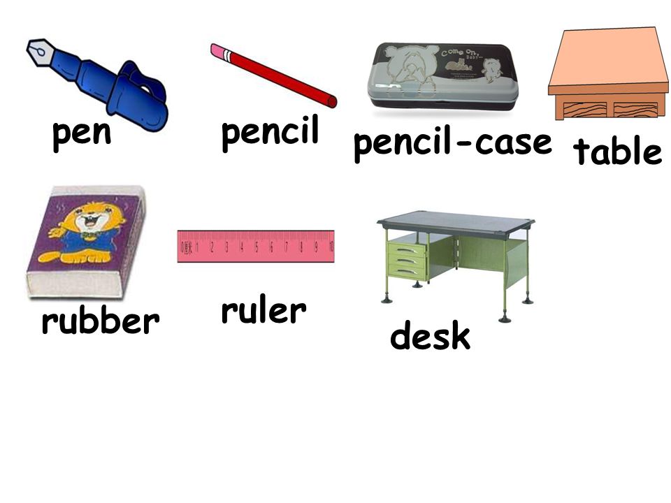 penpencil pencil-case rubber ruler desk table