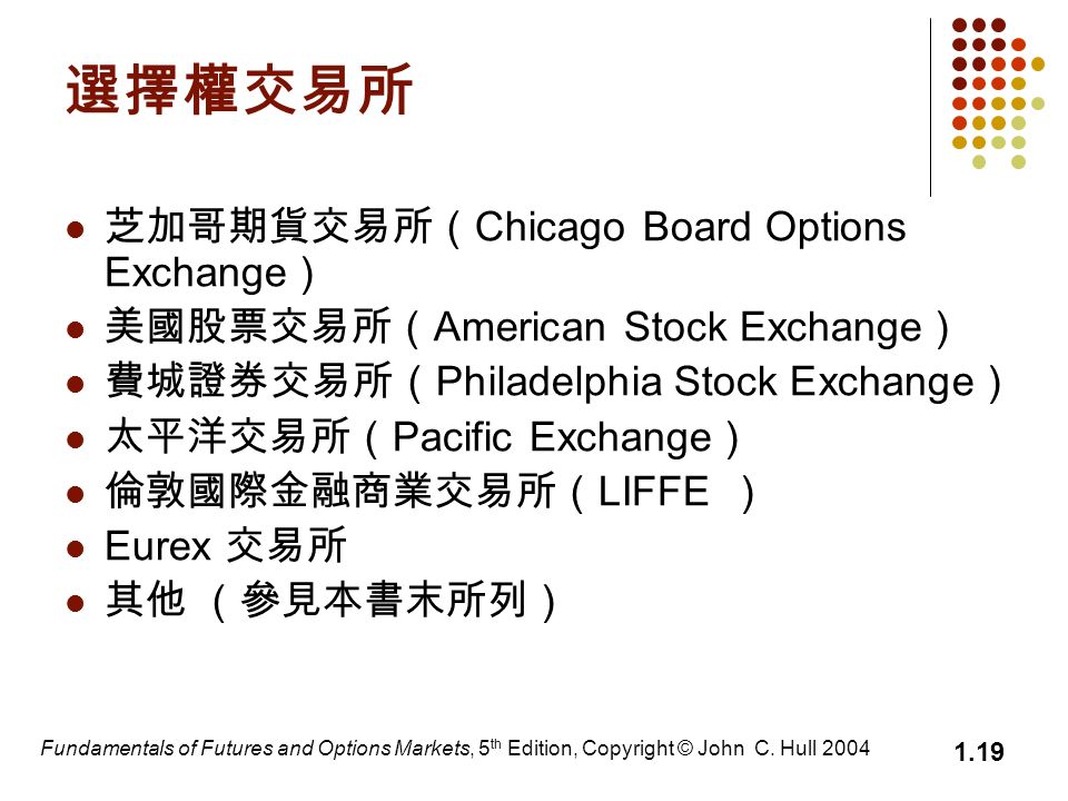 Fundamentals of Futures and Options Markets, 5 th Edition, Copyright © John C.