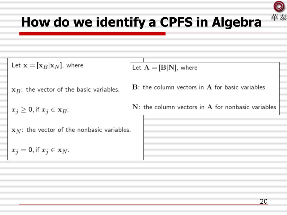 20 How do we identify a CPFS in Algebra