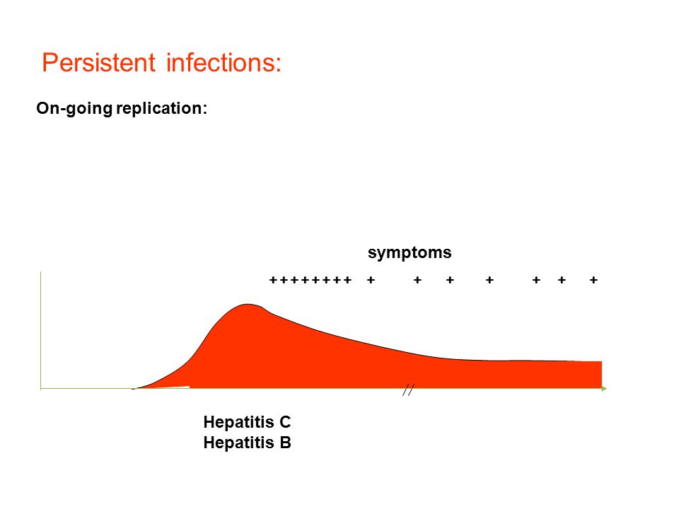 Persistent infections: Hepatitis C Hepatitis B symptoms On-going replication:
