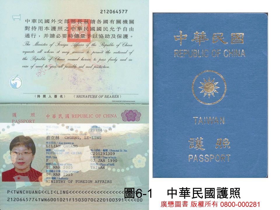 廣懋圖書 版權所有 圖 6-1 中華民國護照