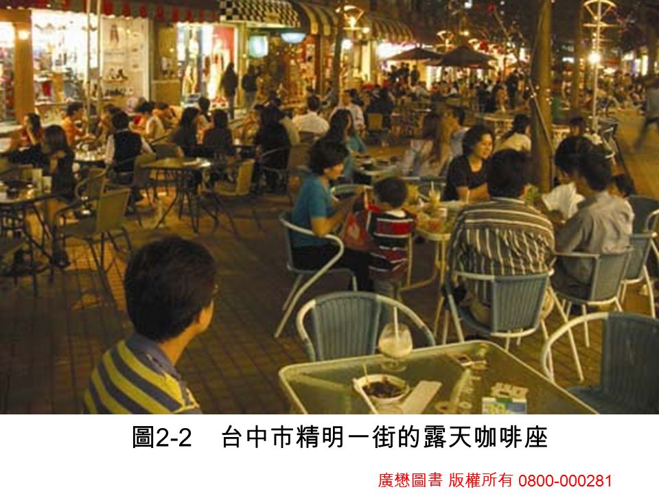 廣懋圖書 版權所有 圖 2-2 台中市精明一街的露天咖啡座