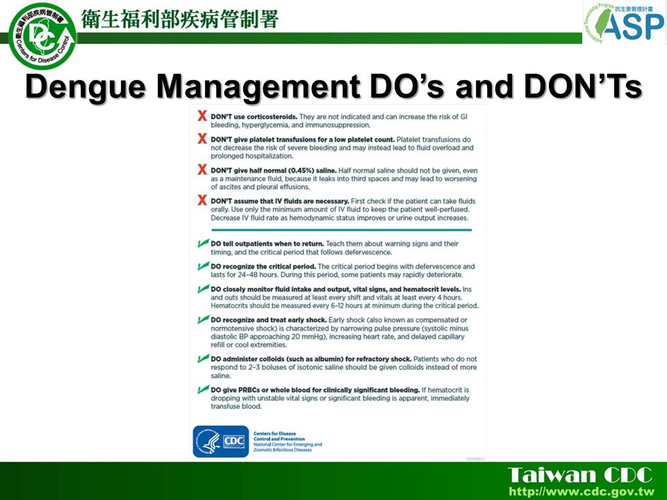 Dengue Management DO’s and DON’Ts