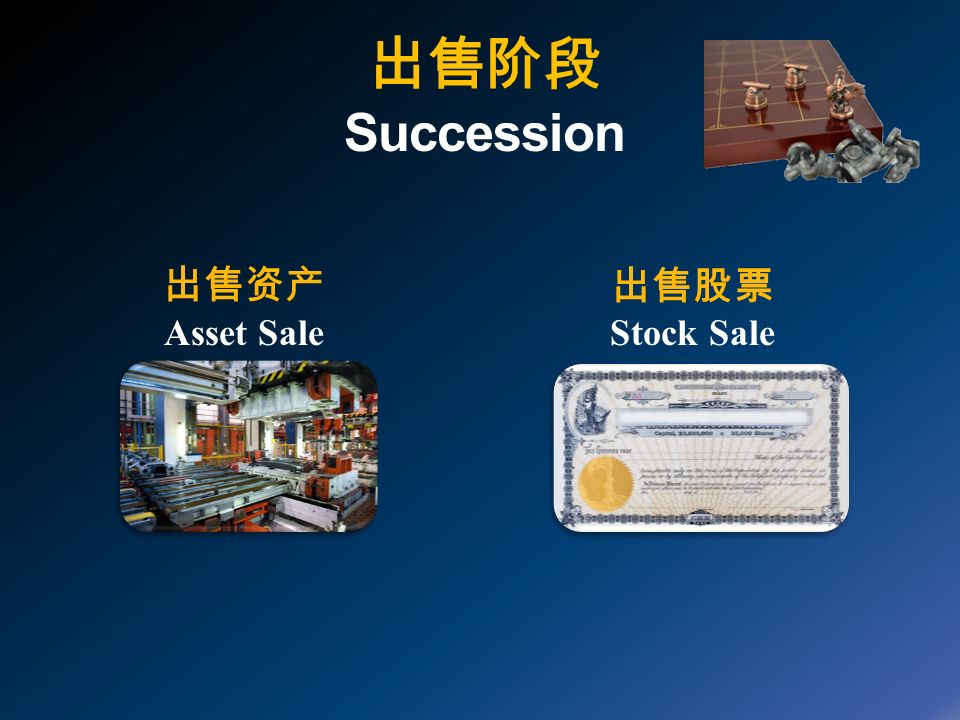 出售阶段 Succession 出售股票 Stock Sale 出售资产 Asset Sale