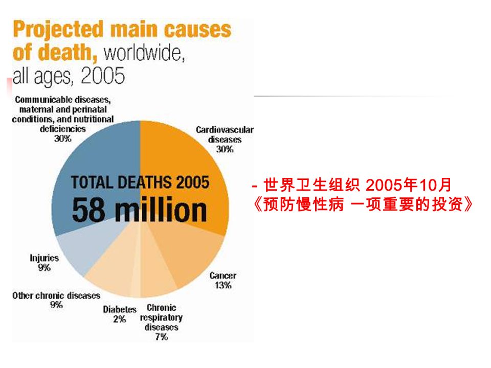 －世界卫生组织 2005 年 10 月 《预防慢性病 一项重要的投资》