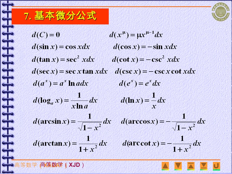 高等数学（ XAUAT ） 高等数学（ XJD ） 定义 ( 微分的实质 ) 6. 微分定义