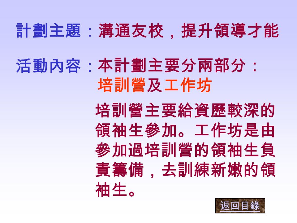 贊助機構：優質教育基金 參加學校：天水圍區 11 間中 學 主辦機構：香港學校訓導人員協會 天水圍區聯絡網 舉行時間： 1999 年 1 月至 4 月