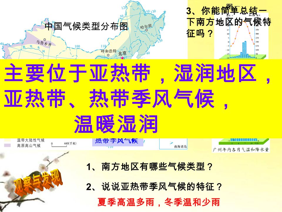 中国干湿地区 湿润地区 2 、南方地区属于哪种干湿地区？ 800mm 年等降水量线