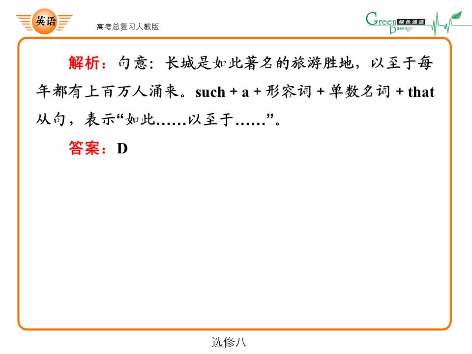 英语高考总复习人教版选修八语法专题 十三 形容词和副词 英语高考总复习人教版选修八1 形容词作定语 1 后置定语 形容词词组和表语形容词