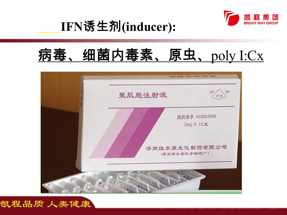 IFN 诱生剂 (inducer): 病毒、细菌内毒素、原虫、 poly I:Cx