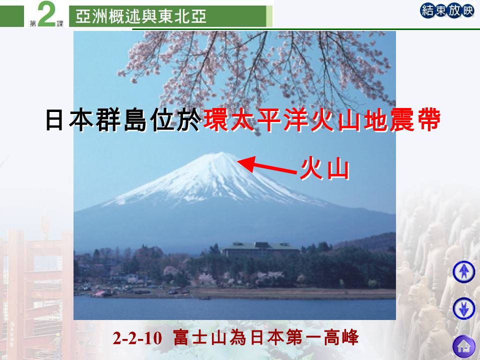 富士山為日本第一高峰 日本群島位於環太平洋火山地震帶 火山