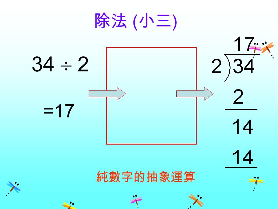 純數字的抽象運算 34  2 =17 除法 ( 小三 )