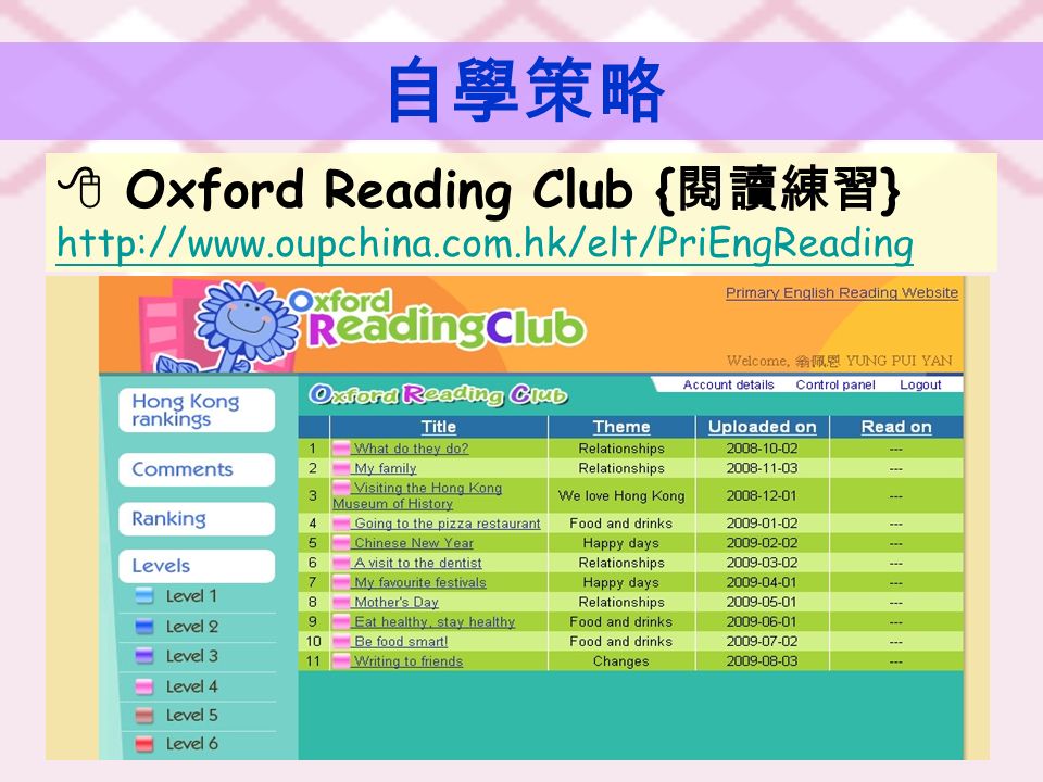 自學策略  Oxford Reading Club { 閱讀練習 }