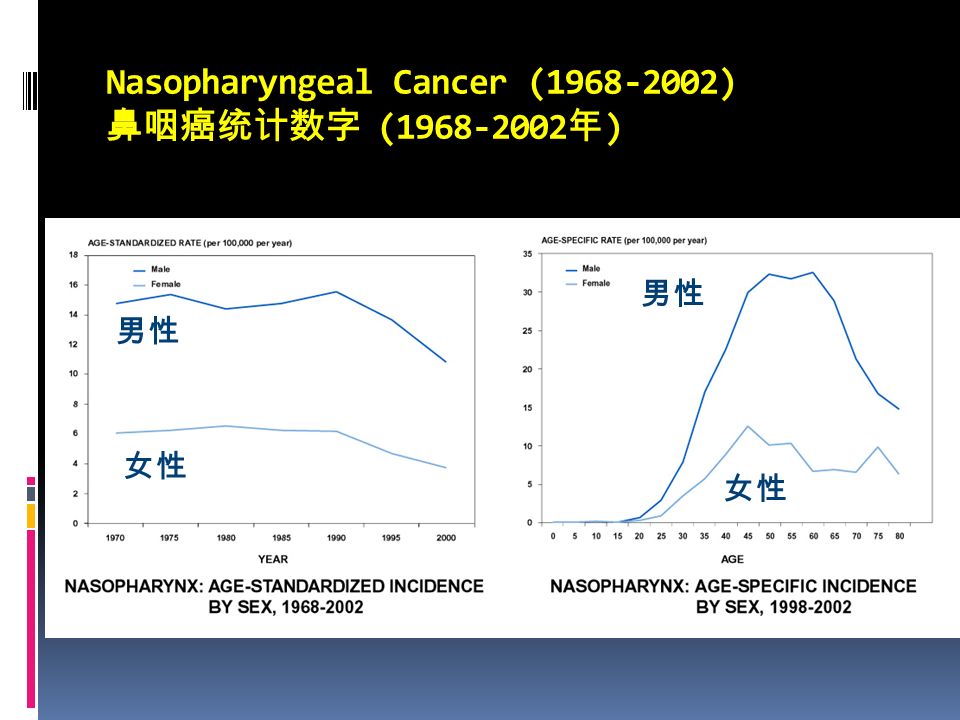 Nasopharyngeal Cancer ( ) 鼻咽癌统计数字 ( 年 ) 男性 女性 男性