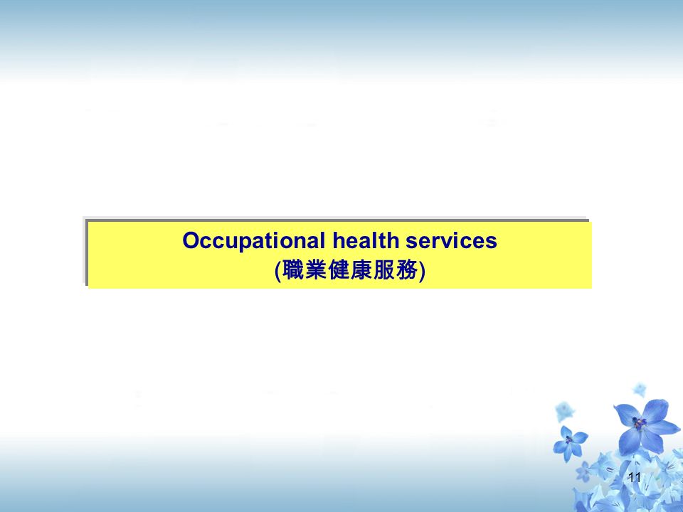 11 Occupational health services ( 職業健康服務 )