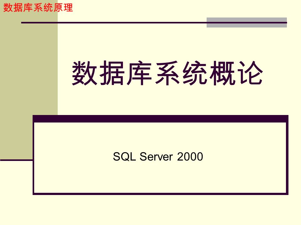 数据库系统原理 数据库系统概论 SQL Server 2000