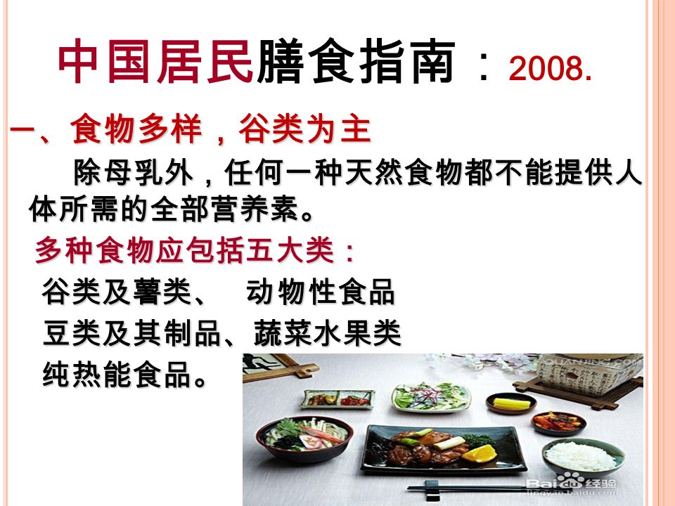 中国居民膳食指南： 2008.