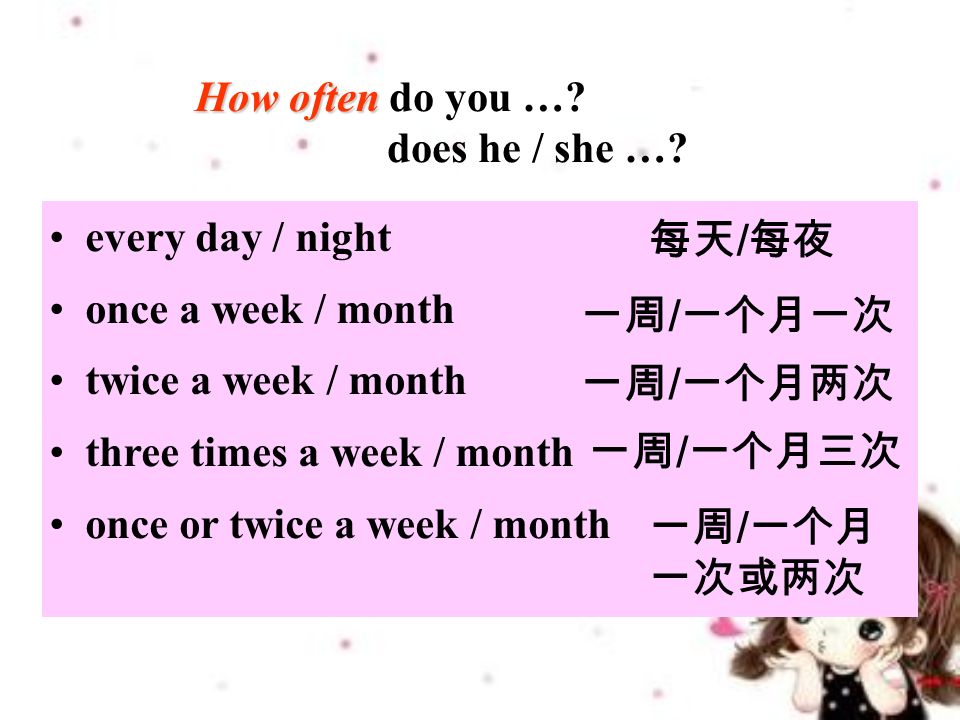 How often How often do you …. does he / she ….